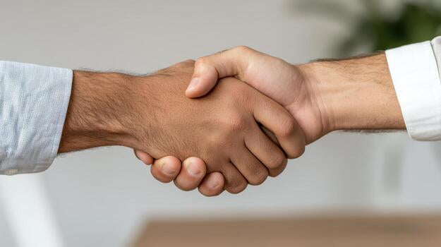 Twee mensen geven elkaar een hand als teken van persoonlijk contact en vertrouwen